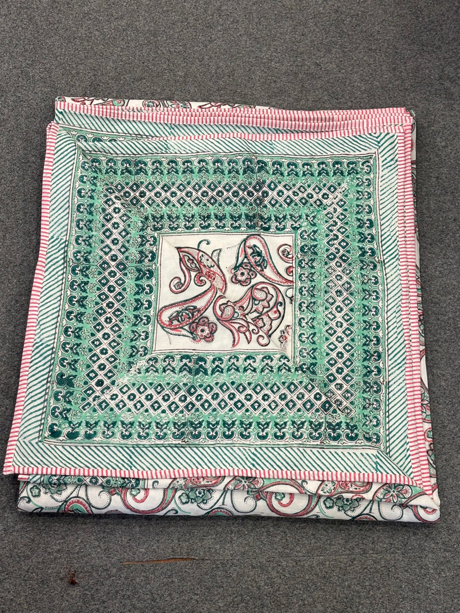 Classic Bloom – Handblock Print Cotton Dohar (90x108 inches)