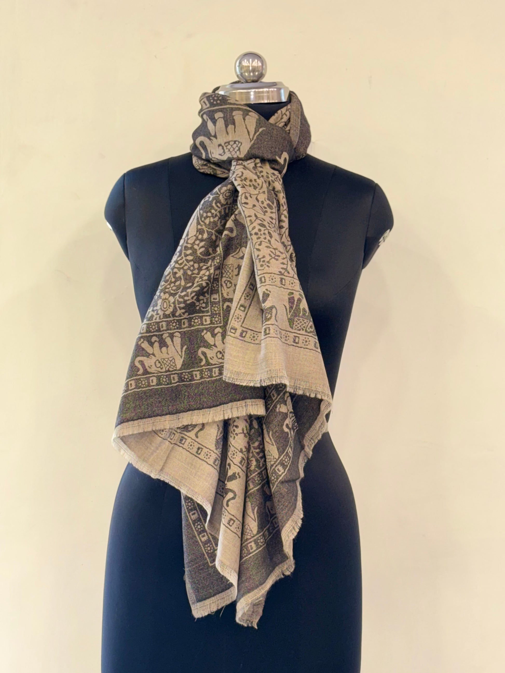 Handcrafted Wool Shawl with Traditional Design