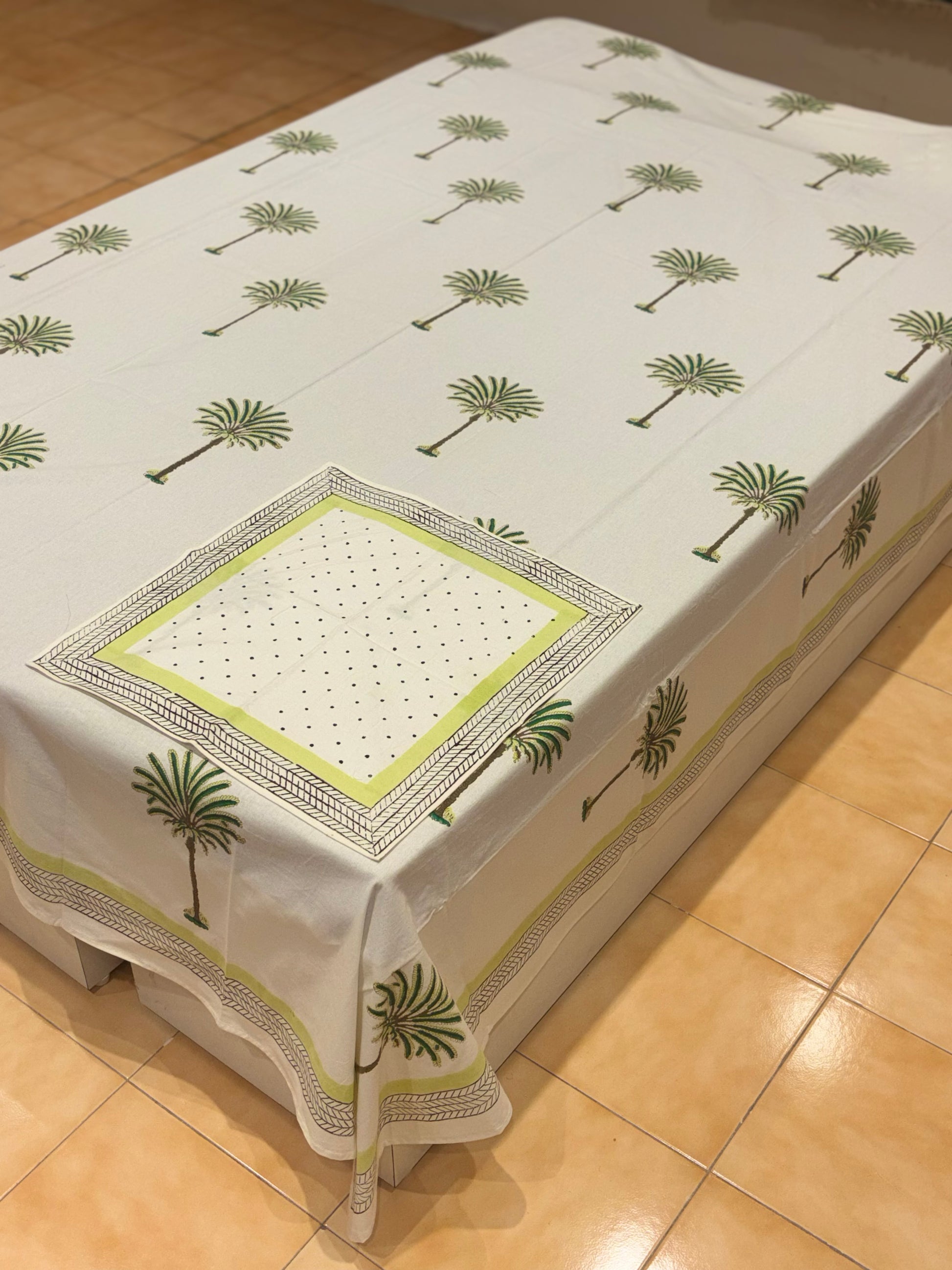Hand block printed cotton table cover 12 seater