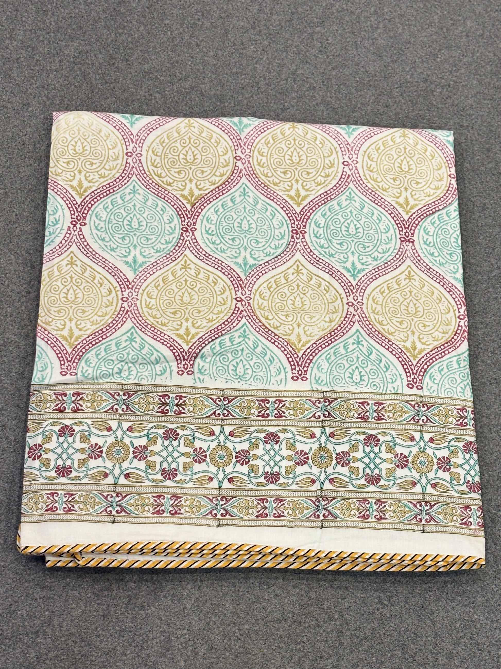 Classic Bloom – Handblock Print Cotton Dohar (90x108 inches)