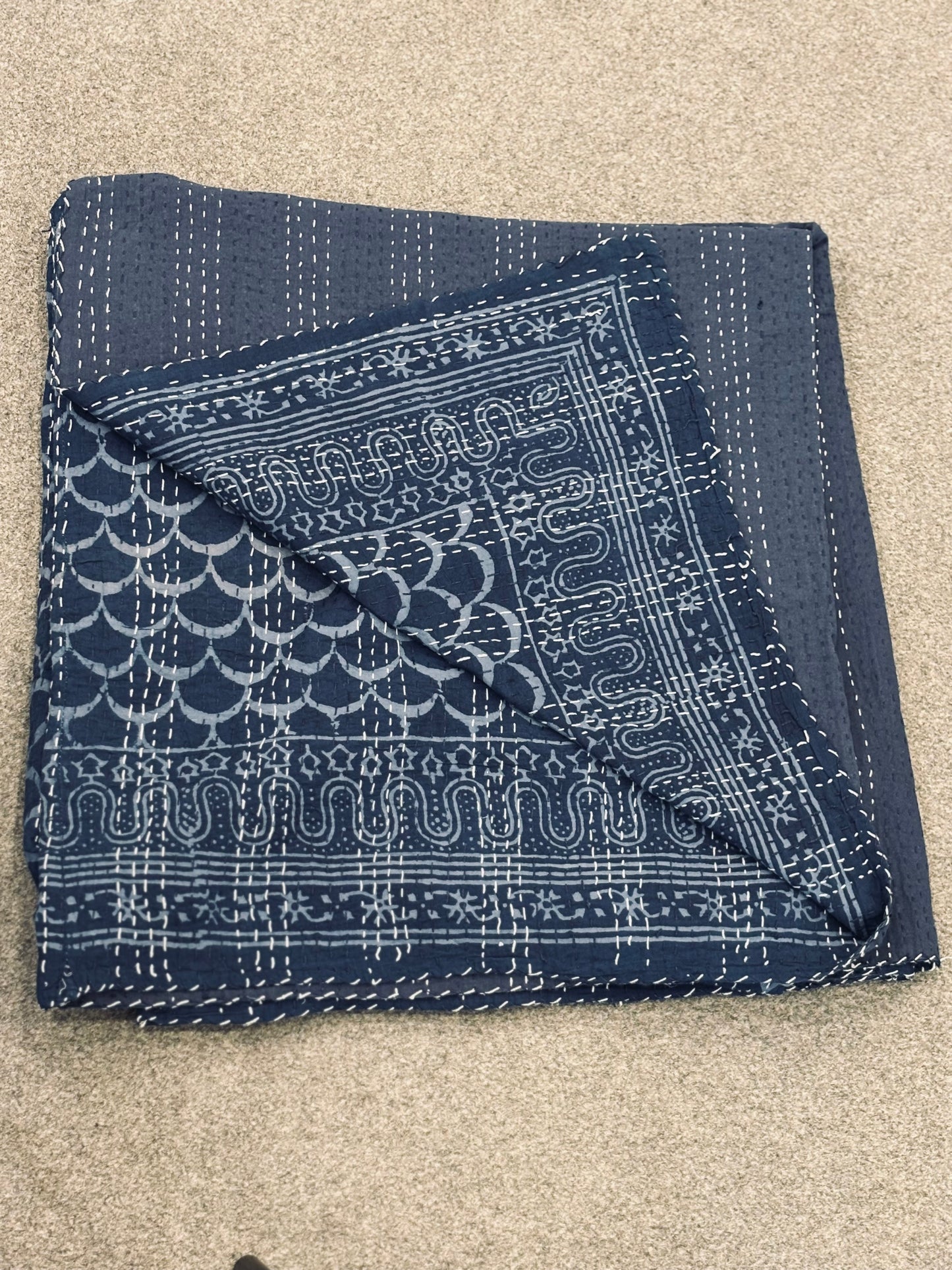Classic Bloom – Handblock Print Cotton Dohar (90x108 inches)