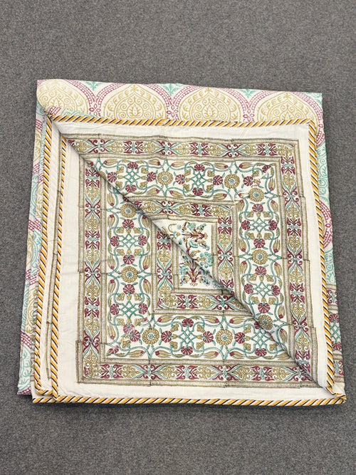 Classic Bloom – Handblock Print Cotton Dohar (90x108 inches)