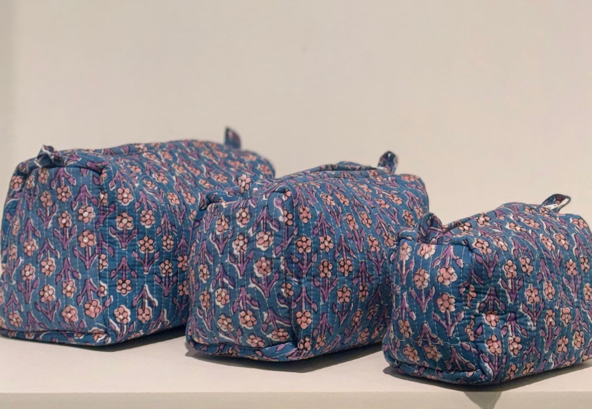 Handblock printed washbags set of -3