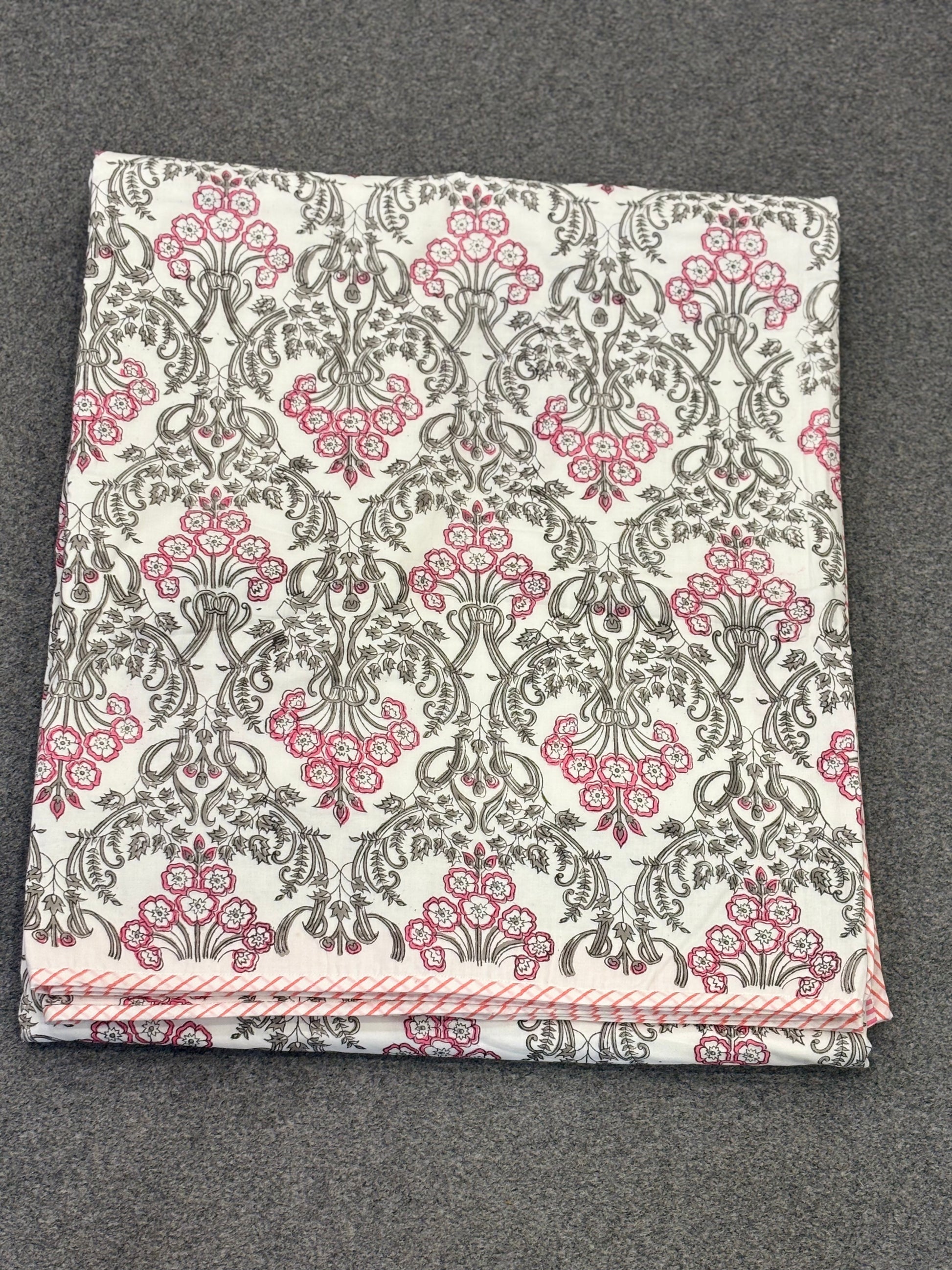 Classic Bloom – Handblock Print Cotton Dohar (90x108 inches)