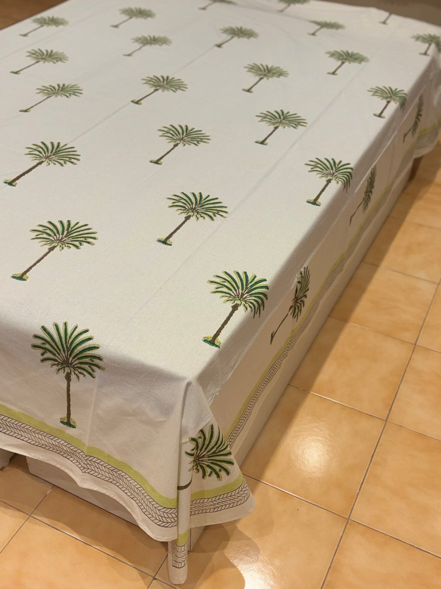Hand block printed cotton table cover 12 seater