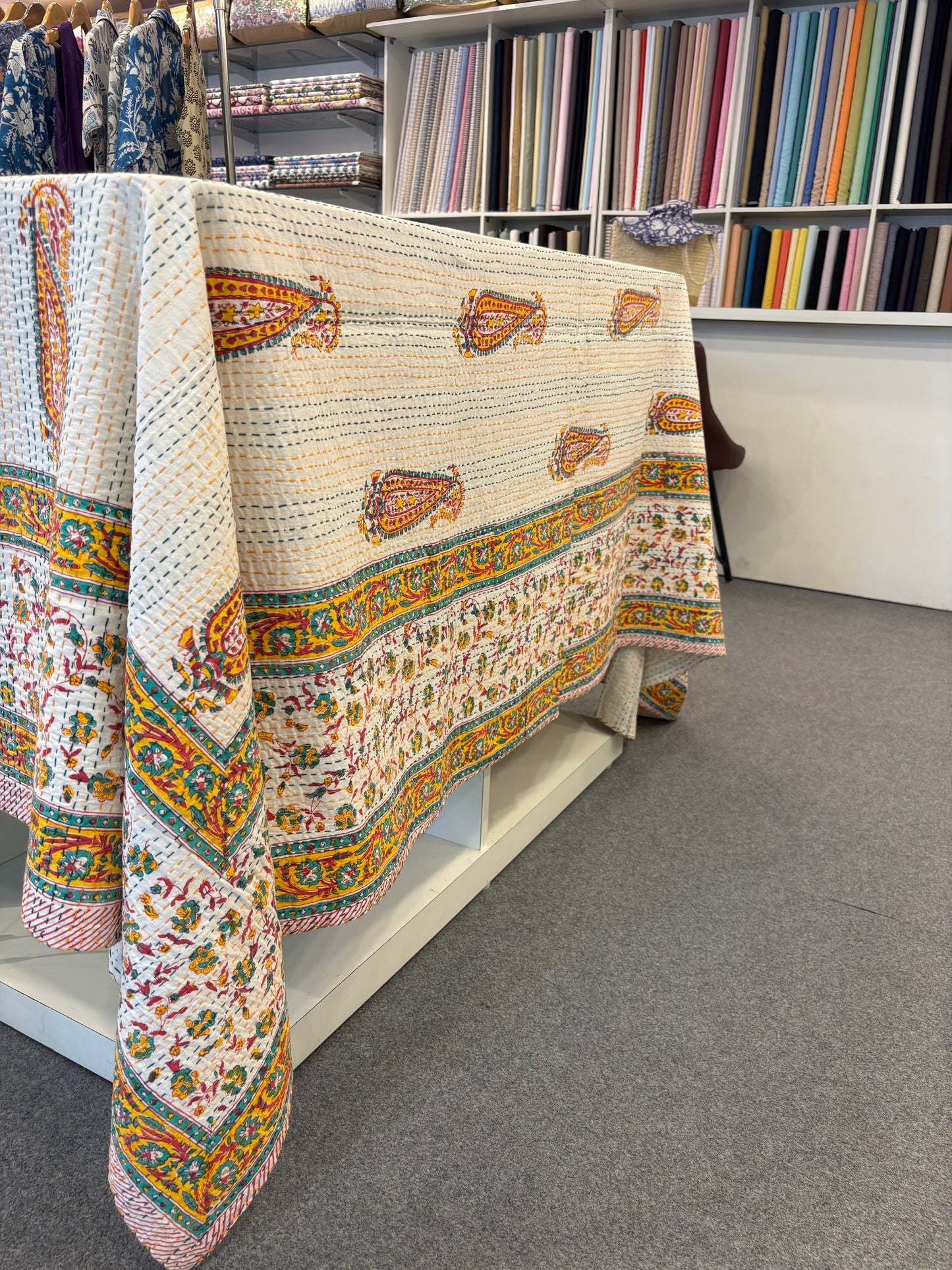 Pure Cotton Kantha AC Dohar Blanket – Handstitched 90x108 Quilt for Summer | Lightweight & Breathable Throw