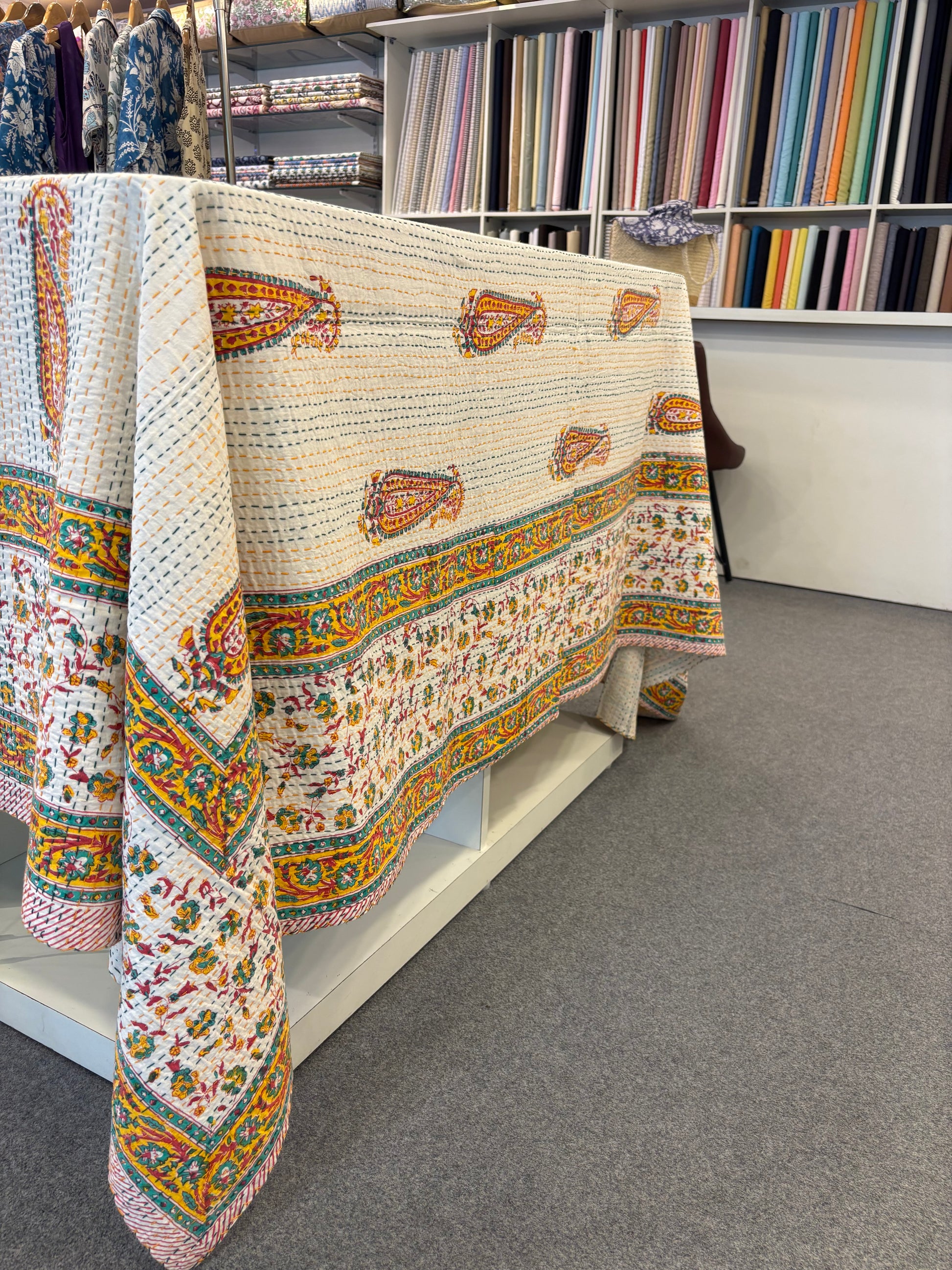 Pure Cotton Kantha AC Dohar Blanket – Handstitched 90x108 Quilt for Summer | Lightweight & Breathable Throw