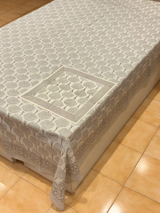 Hand block printed cotton table cover 8 seater