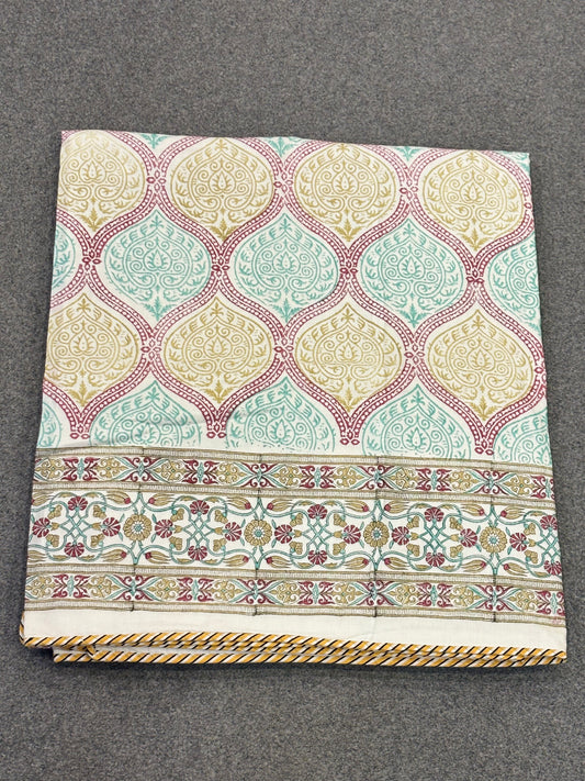 Classic Bloom – Handblock Print Cotton Dohar (90x108 inches)