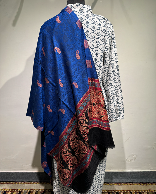 Hand-Embroidered Lamp Wool Shawl