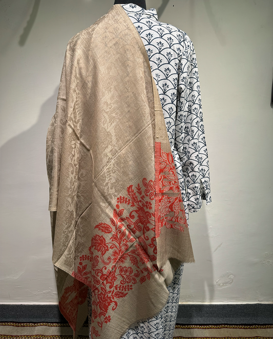 Hand-Embroidered Lamp Wool Shawl