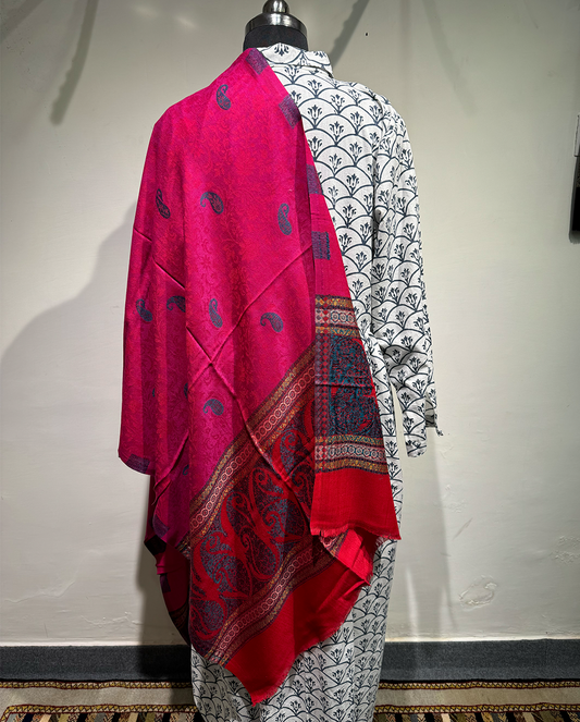 Hand-Embroidered Lamp Wool Shawl